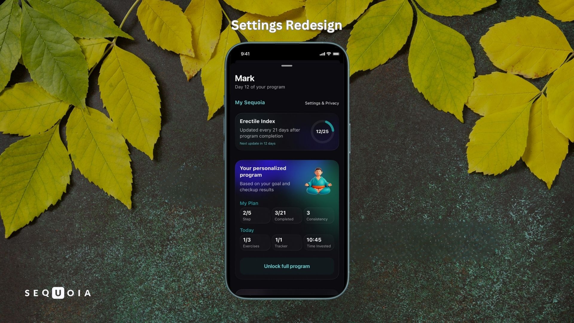 Settings Redesign My Sequoia tab